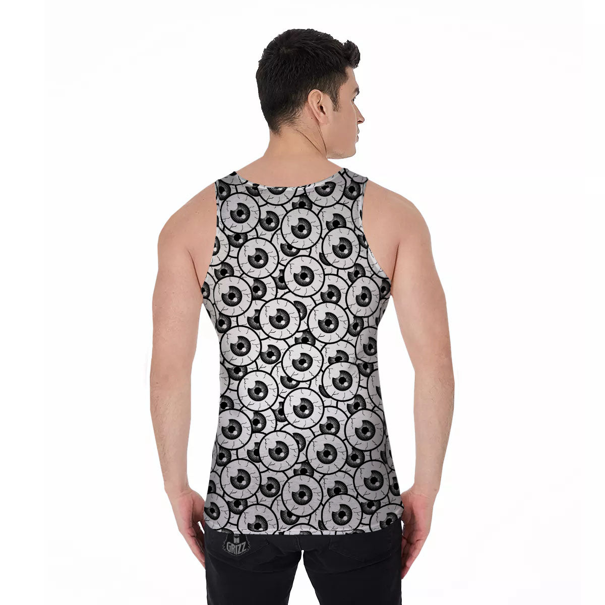 Eyeball Print Pattern Men's Tank Top-grizzshop