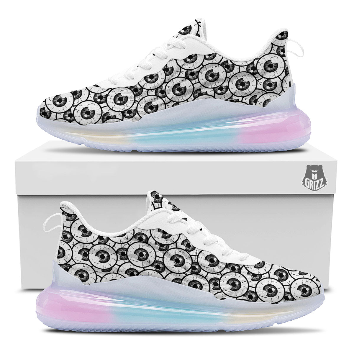Eyeball Print Pattern Running Sneakers-grizzshop
