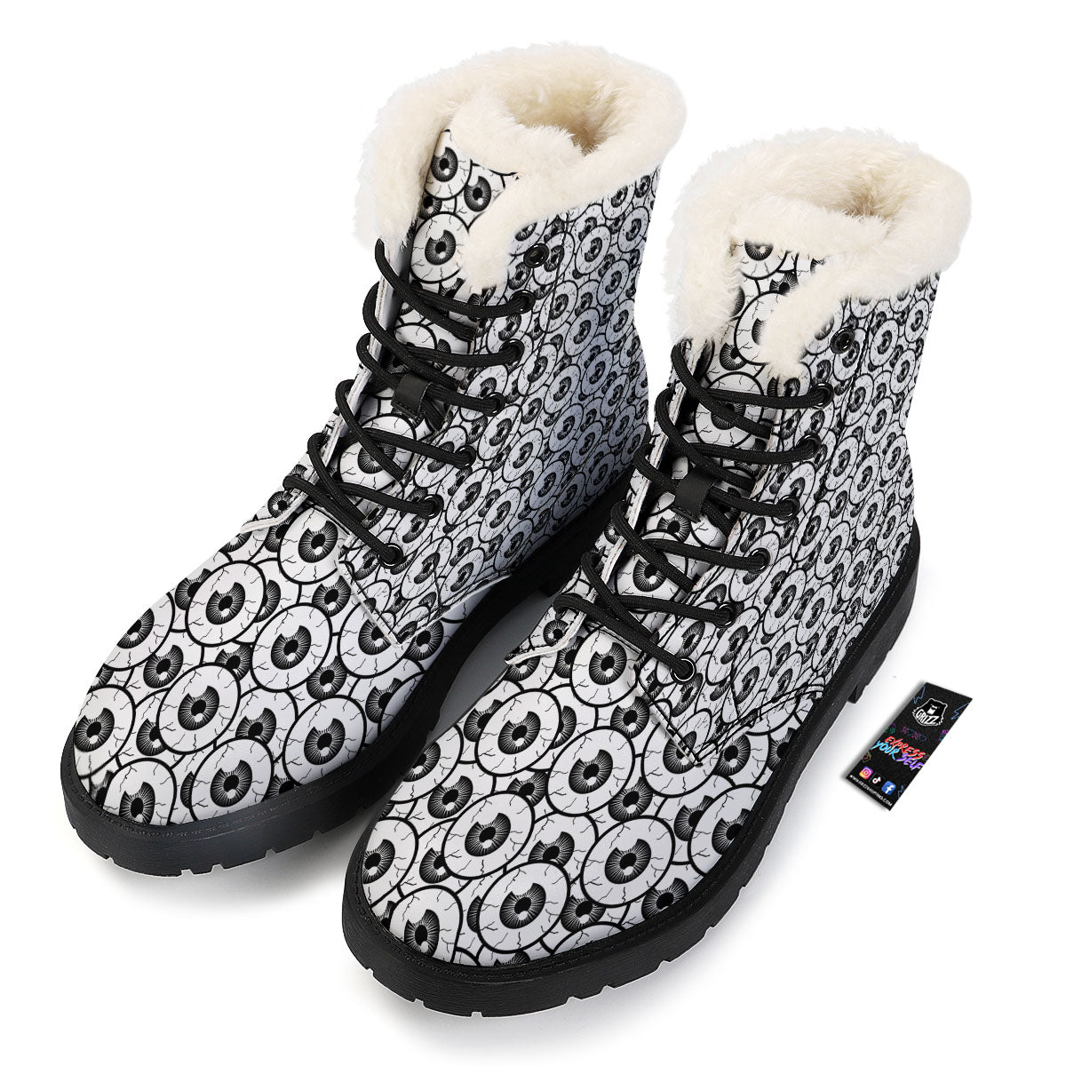 Eyeball Print Pattern Winter Boots-grizzshop