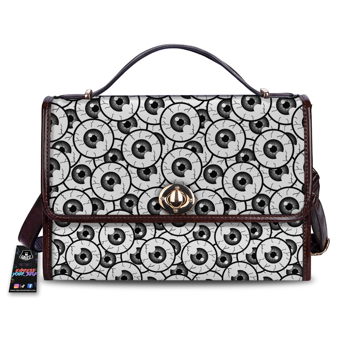Eyeball Print Pattern Women's Satchel Bag-grizzshop