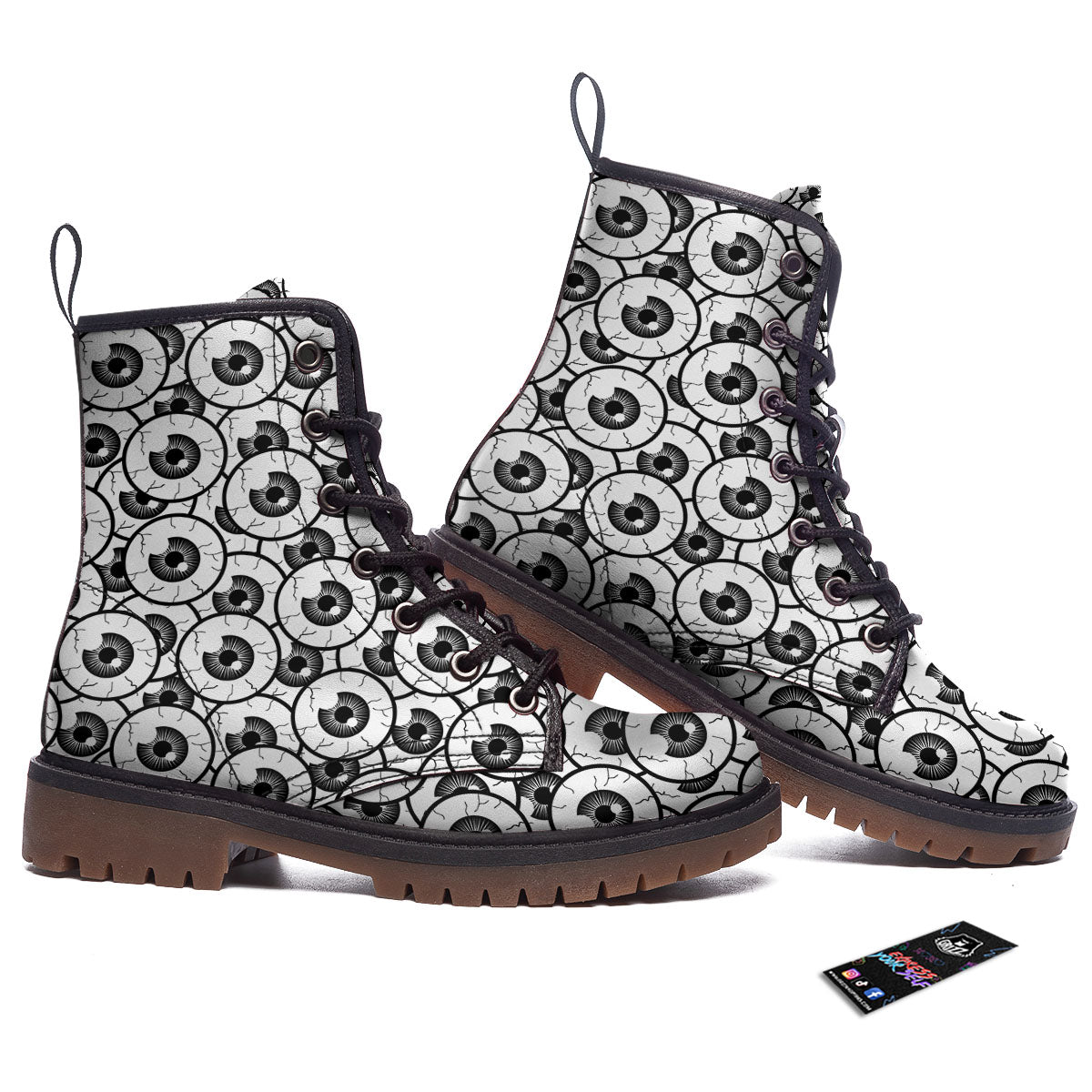 Eyeball Print Pattern Work Boots-grizzshop