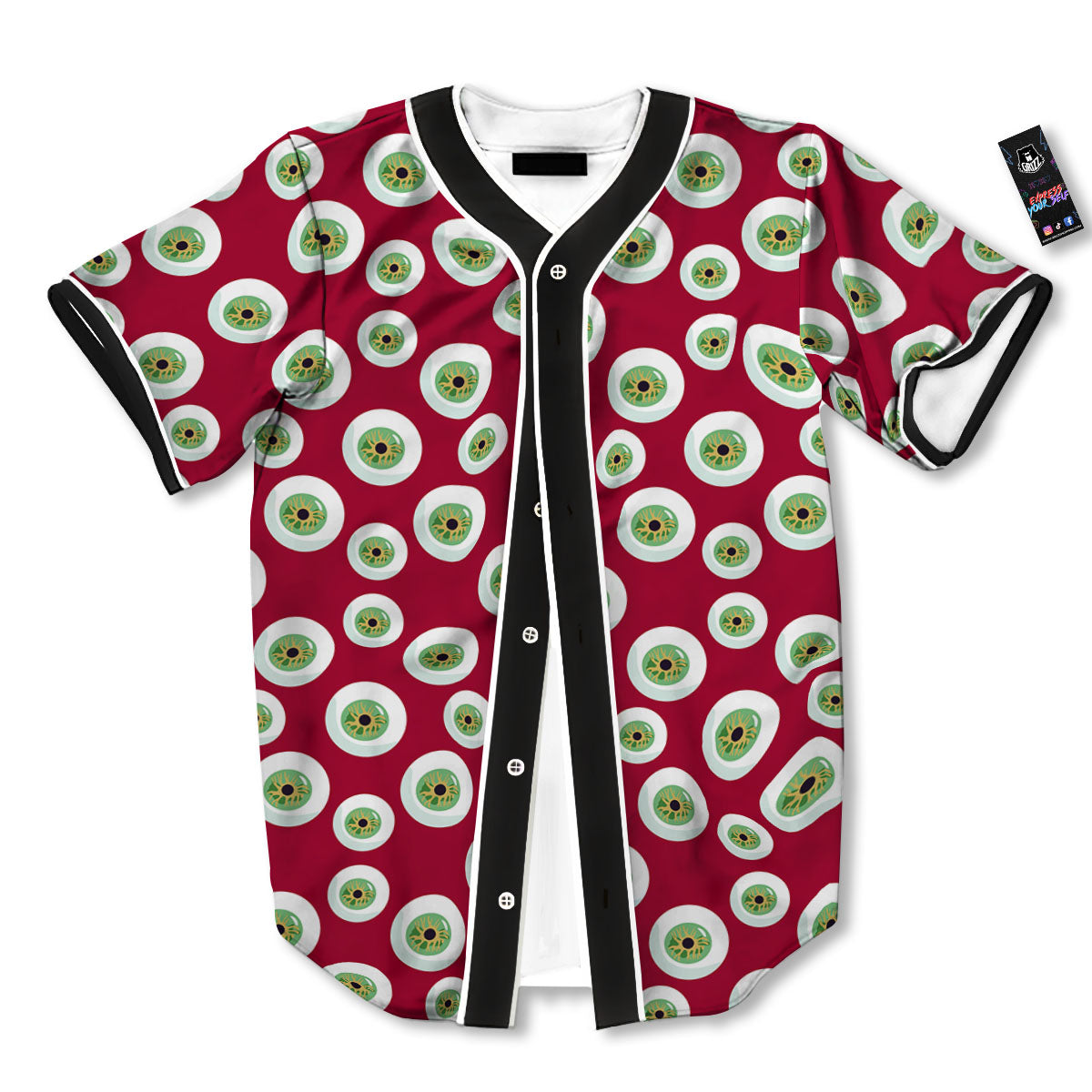 Eyeball Red Creepy Print Pattern Baseball Jersey-grizzshop