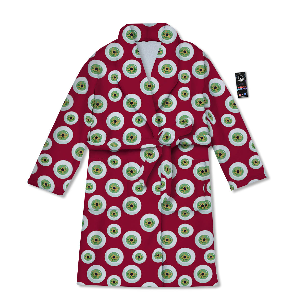 Eyeball Red Creepy Print Pattern Bathrobe-grizzshop