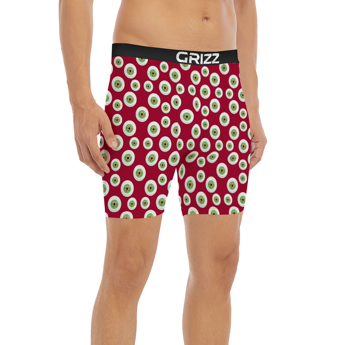 Eyeball Red Creepy Print Pattern Boxer Briefs-grizzshop