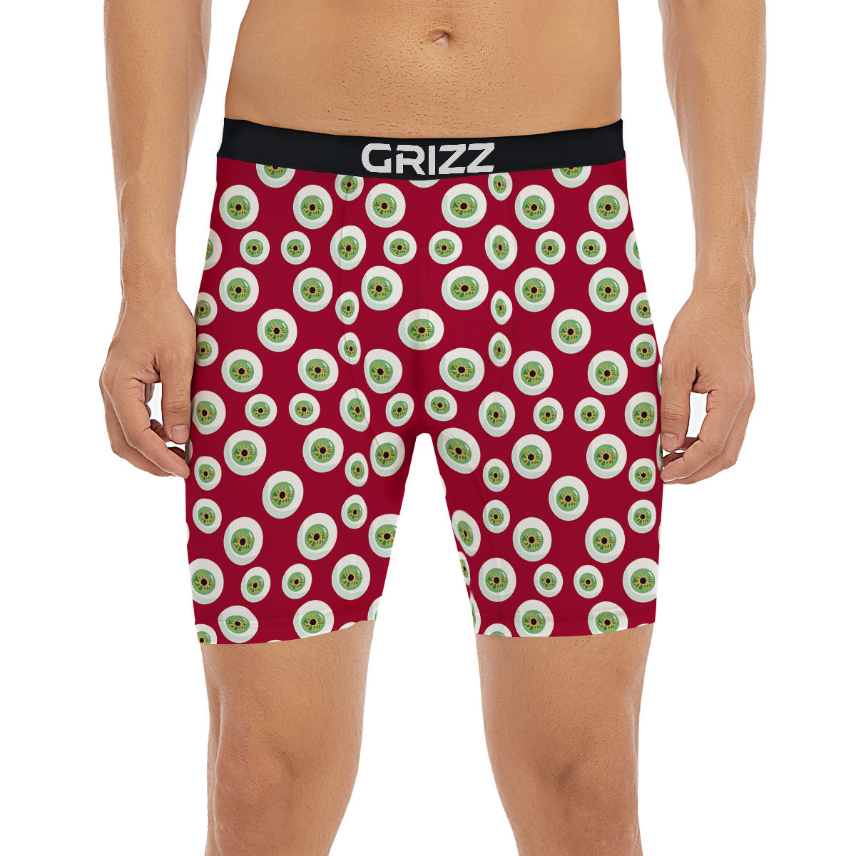 Eyeball Red Creepy Print Pattern Boxer Briefs-grizzshop