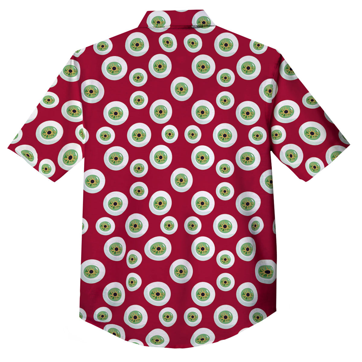 Eyeball Red Creepy Print Pattern Button Up Shirt-grizzshop