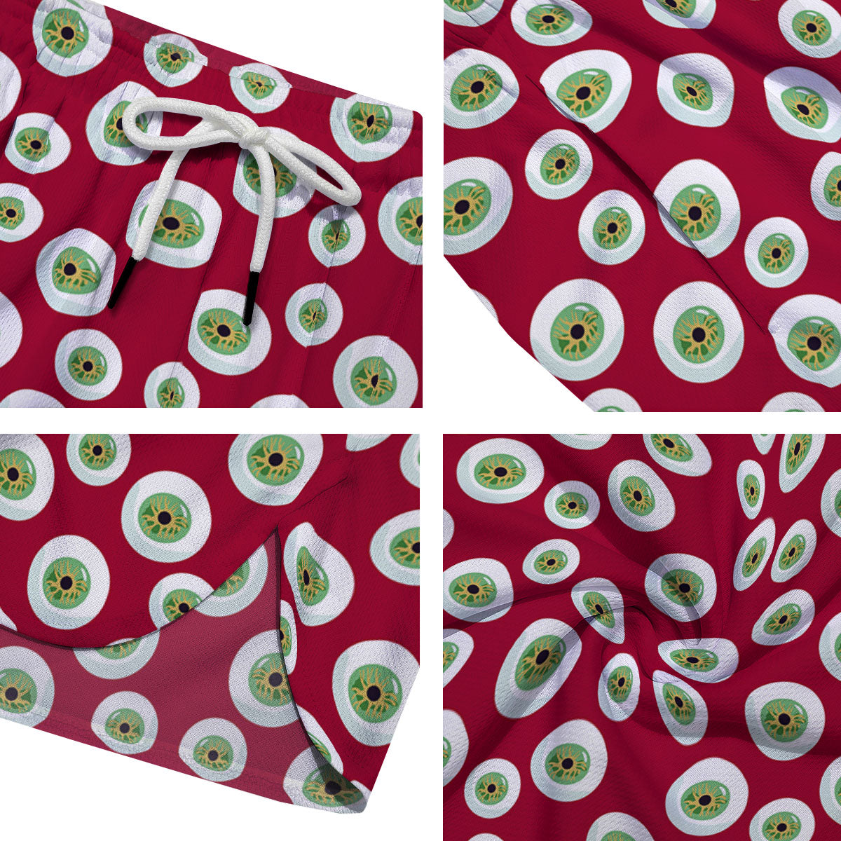 Eyeball Red Creepy Print Pattern Men's Running Shorts-grizzshop
