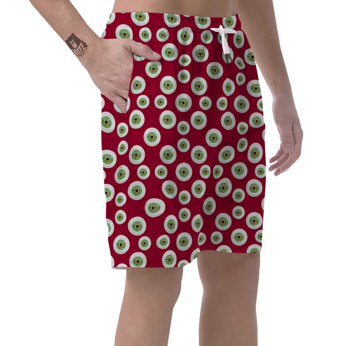 Eyeball Red Creepy Print Pattern Men's Shorts-grizzshop