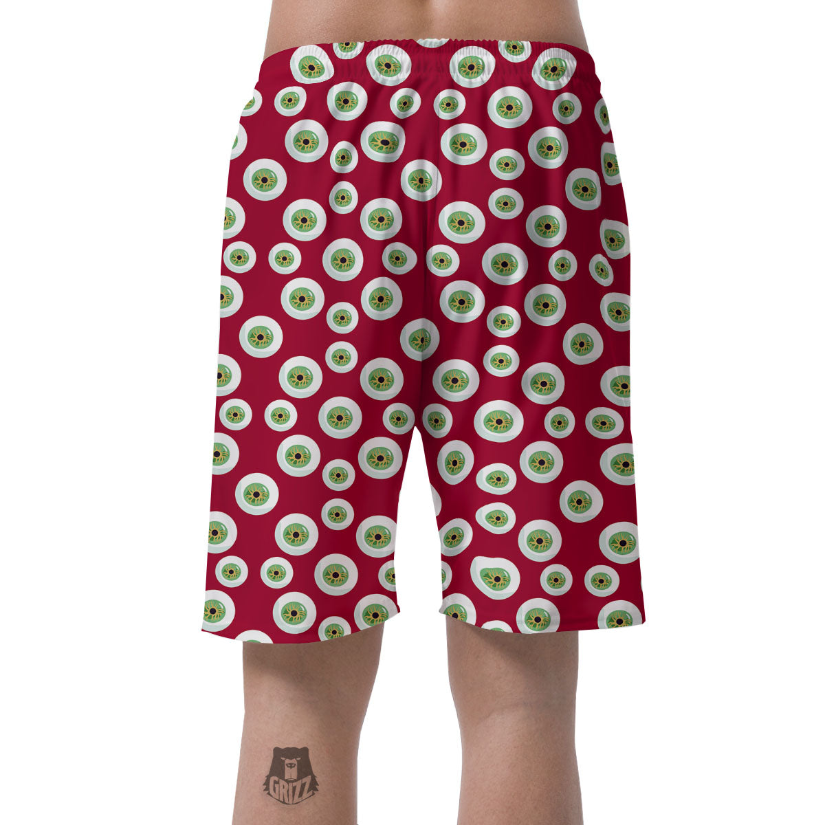 Eyeball Red Creepy Print Pattern Men's Shorts-grizzshop