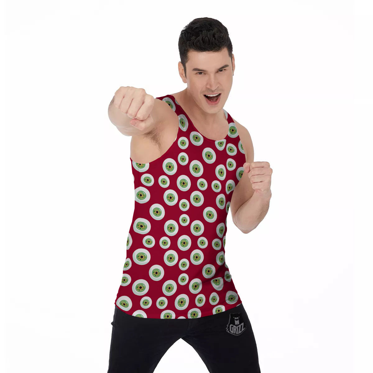 Eyeball Red Creepy Print Pattern Men's Tank Top-grizzshop