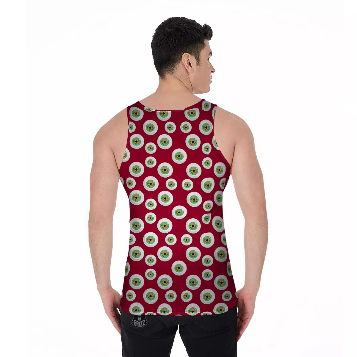 Eyeball Red Creepy Print Pattern Men's Tank Top-grizzshop