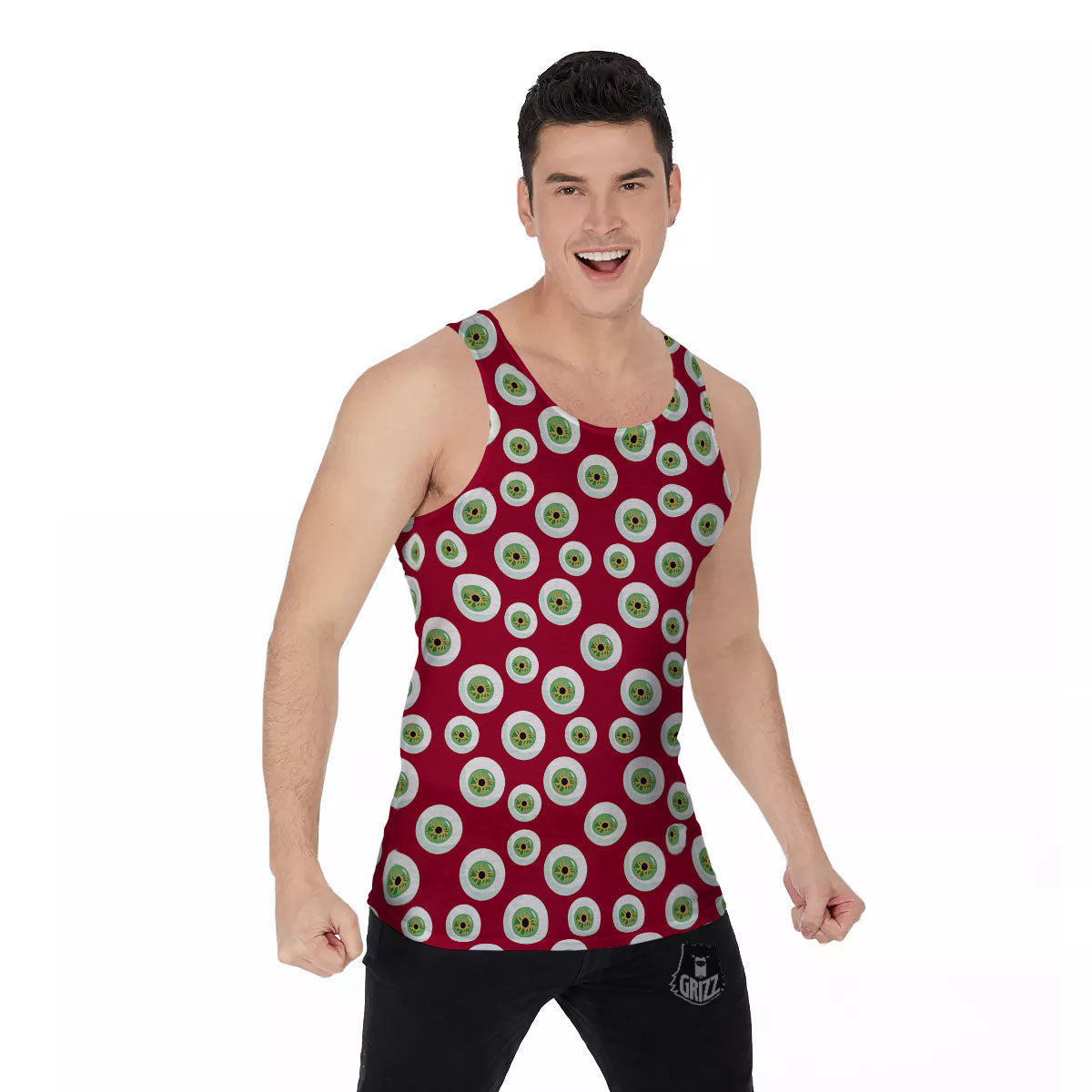 Eyeball Red Creepy Print Pattern Men's Tank Top-grizzshop