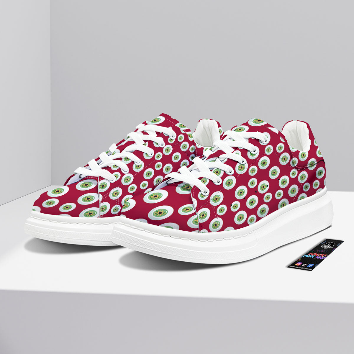 Eyeball Red Creepy Print Pattern Platform Shoes-grizzshop