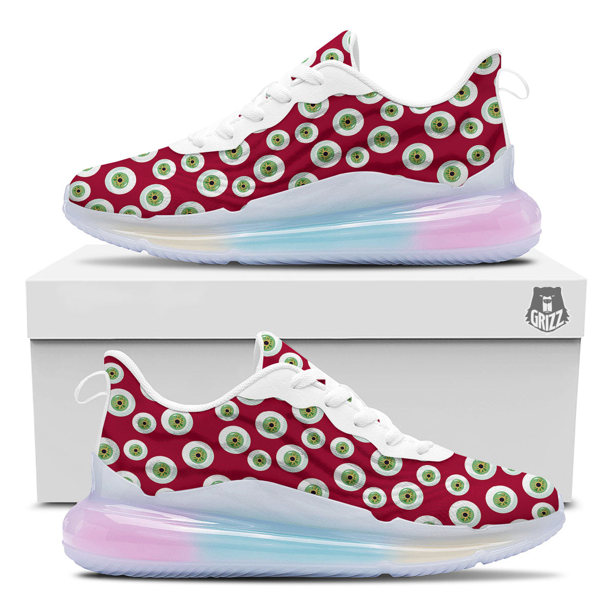 Eyeball Red Creepy Print Pattern Running Sneakers-grizzshop