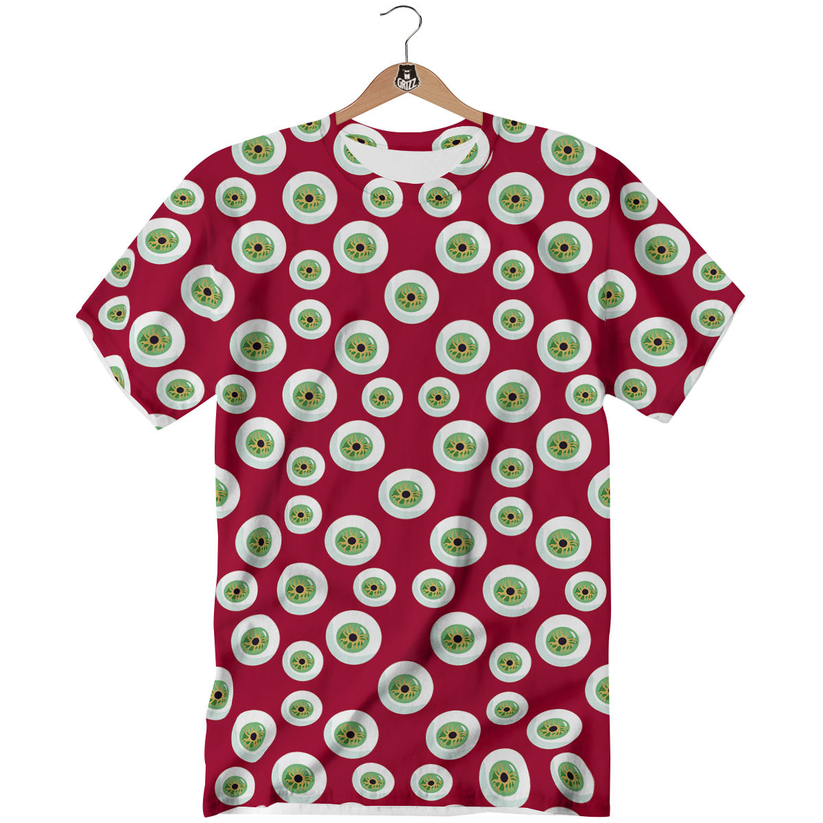 Eyeball Red Creepy Print Pattern T-Shirt-grizzshop