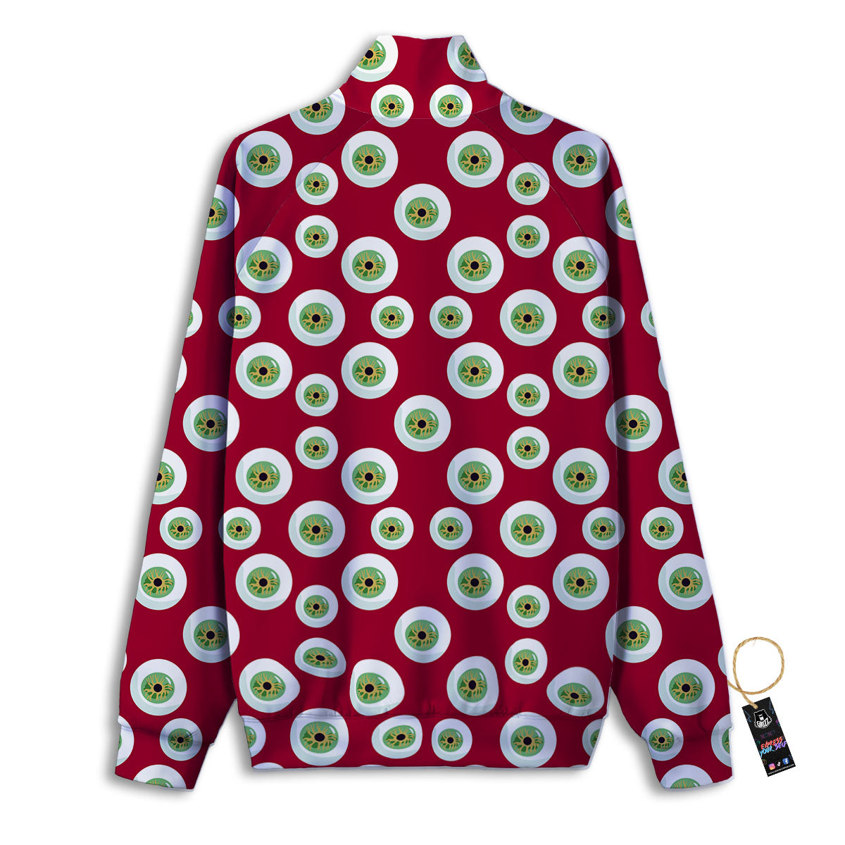 Eyeball Red Creepy Print Pattern Track Jacket-grizzshop
