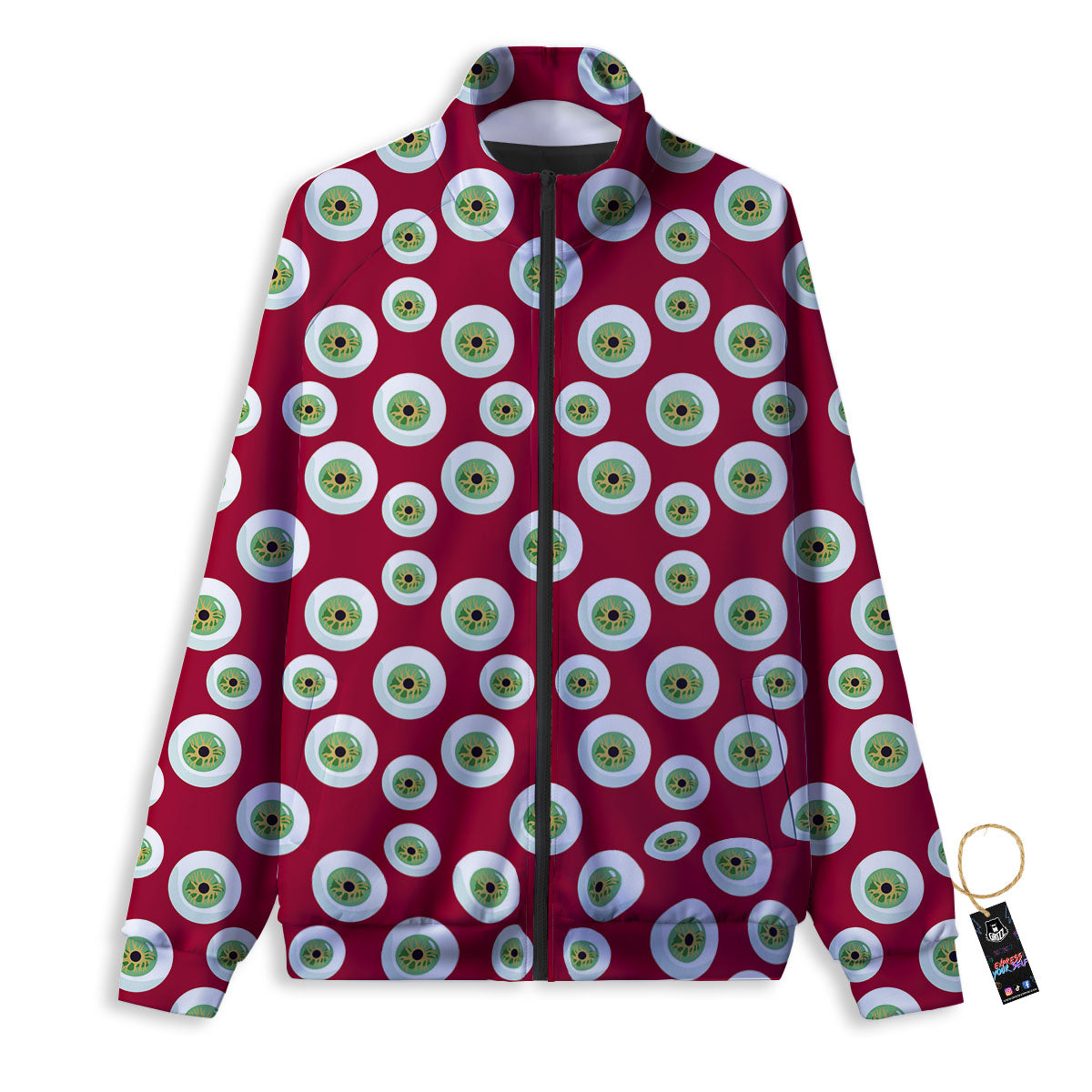 Eyeball Red Creepy Print Pattern Track Jacket-grizzshop