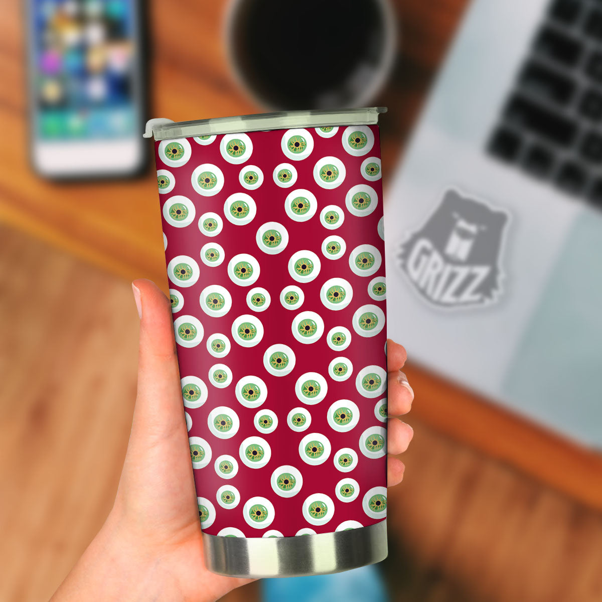 Eyeball Red Creepy Print Pattern Tumbler-grizzshop