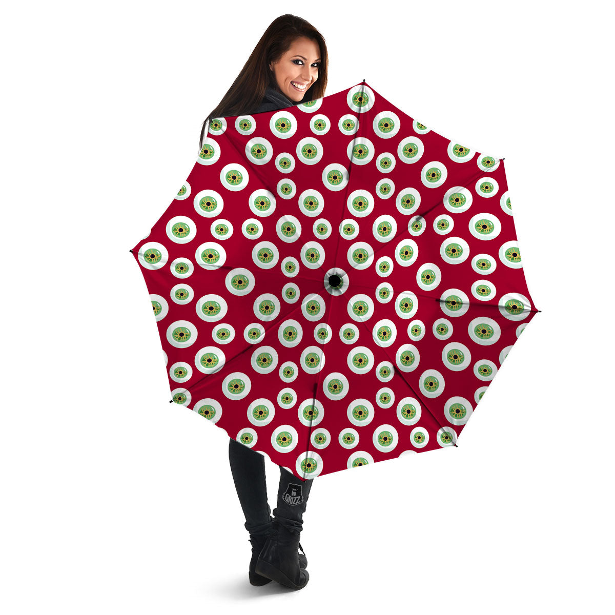 Eyeball Red Creepy Print Pattern Umbrella-grizzshop