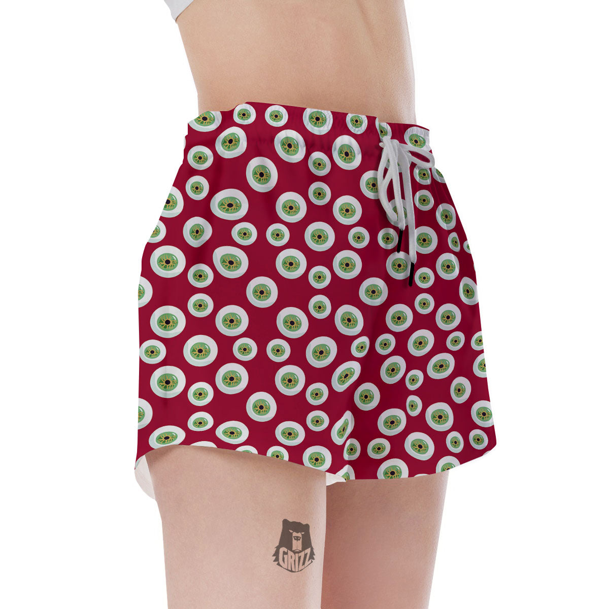 Eyeball Red Creepy Print Pattern Women's Shorts-grizzshop