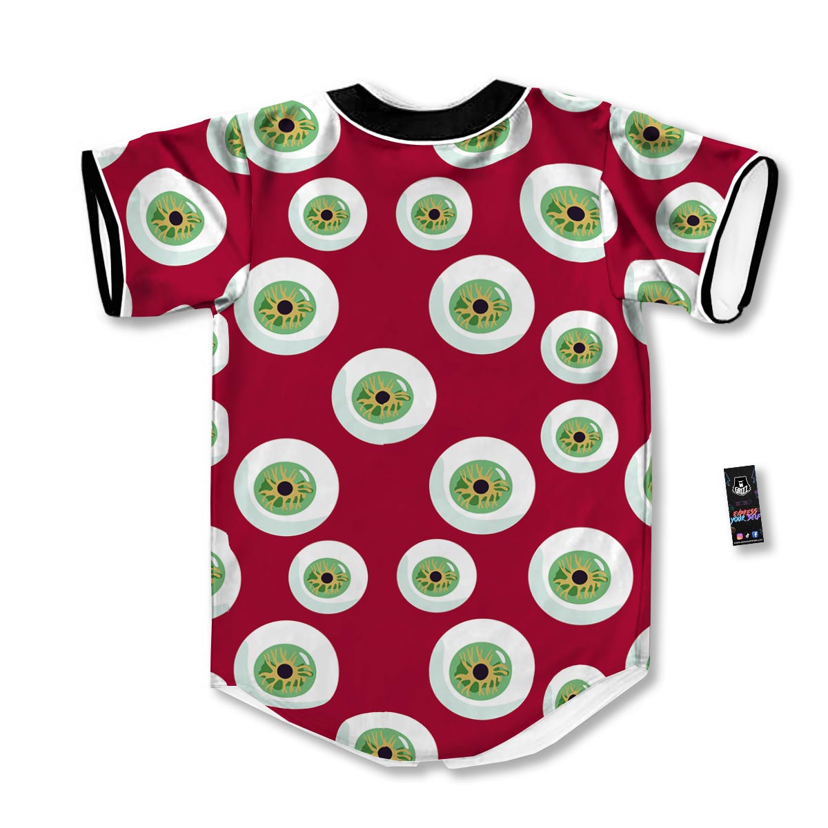Eyeball Scary Red Print Pattern Baseball Jersey-grizzshop