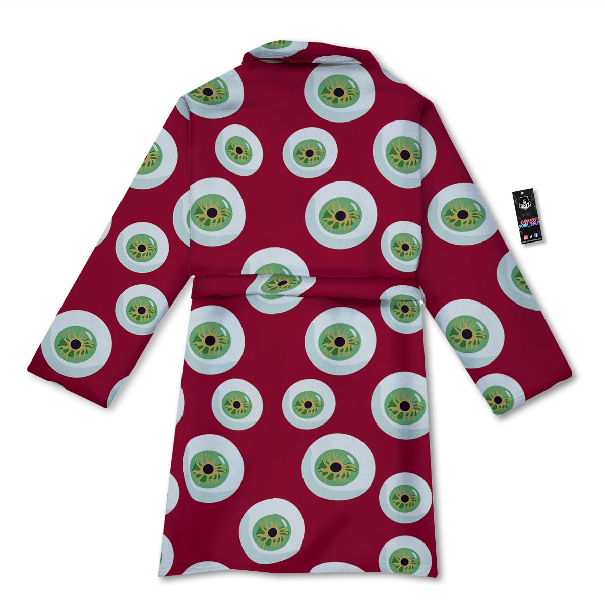 Eyeball Scary Red Print Pattern Bathrobe-grizzshop