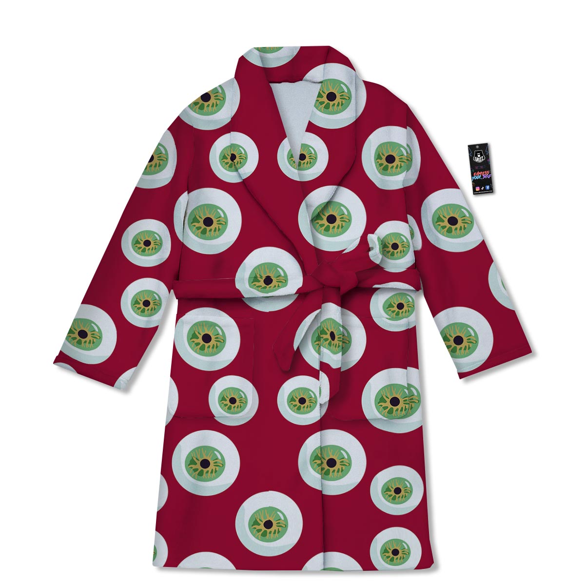 Eyeball Scary Red Print Pattern Bathrobe-grizzshop