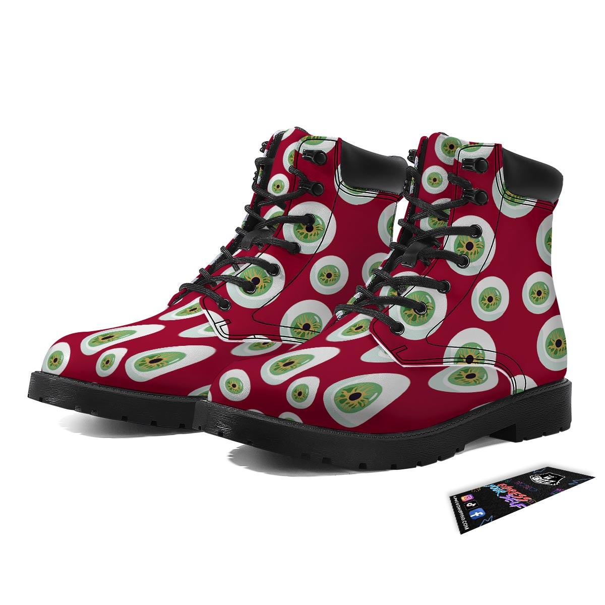 Eyeball Scary Red Print Pattern Boots-grizzshop