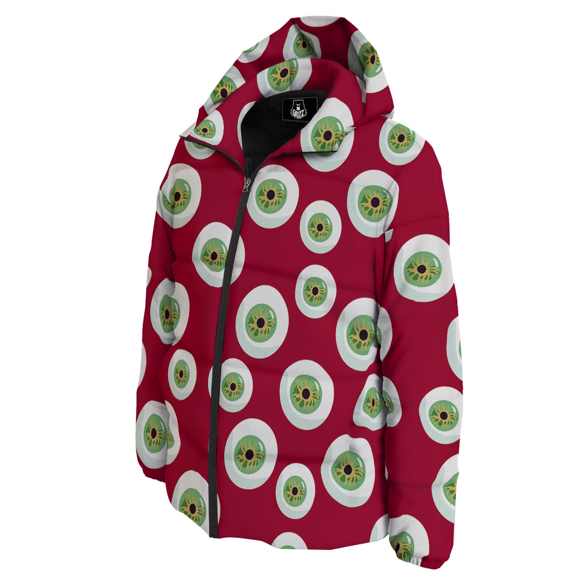 Eyeball Scary Red Print Pattern Down Jacket-grizzshop
