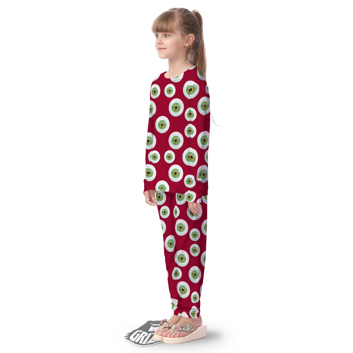 Eyeball Scary Red Print Pattern Kid's Pajamas-grizzshop