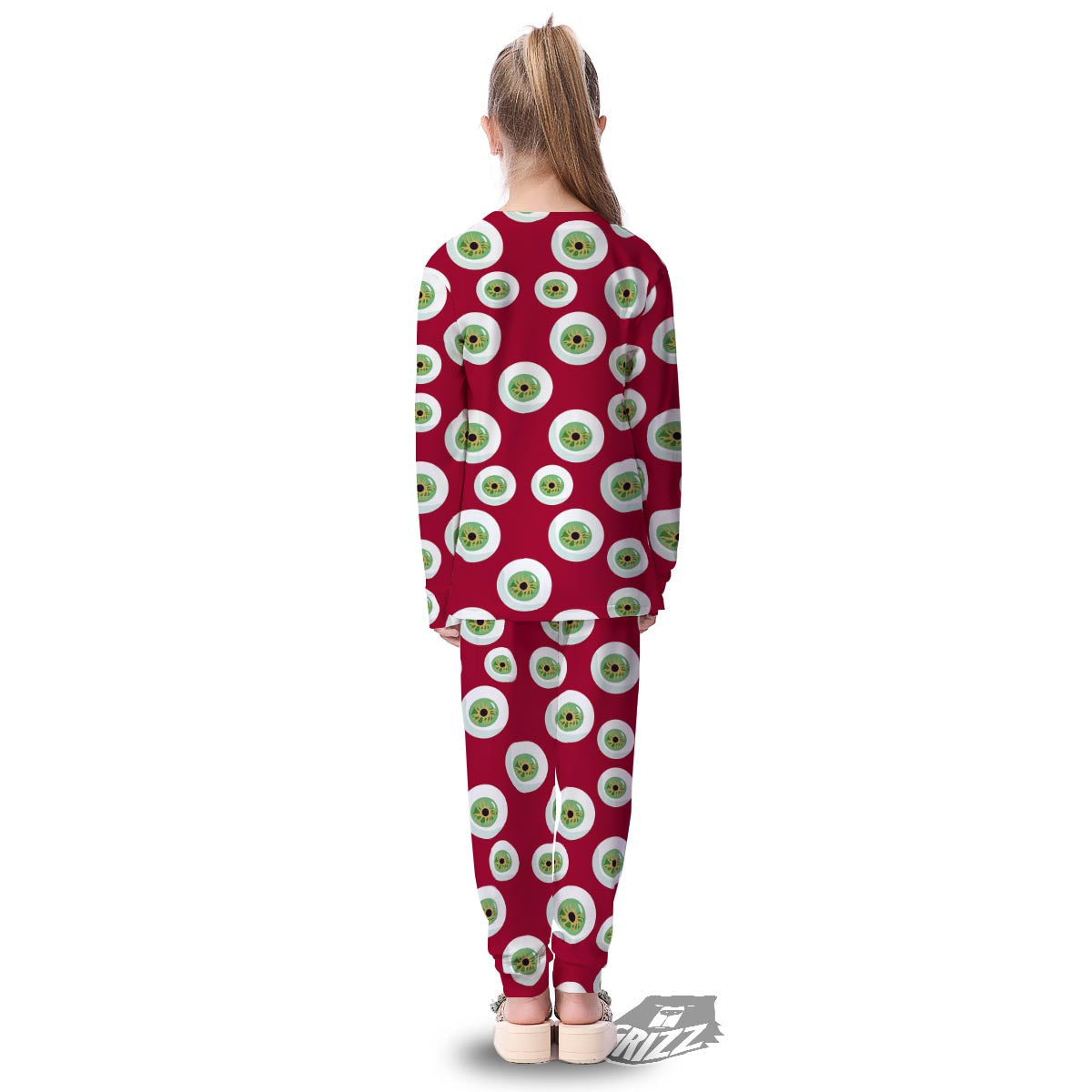 Eyeball Scary Red Print Pattern Kid's Pajamas-grizzshop