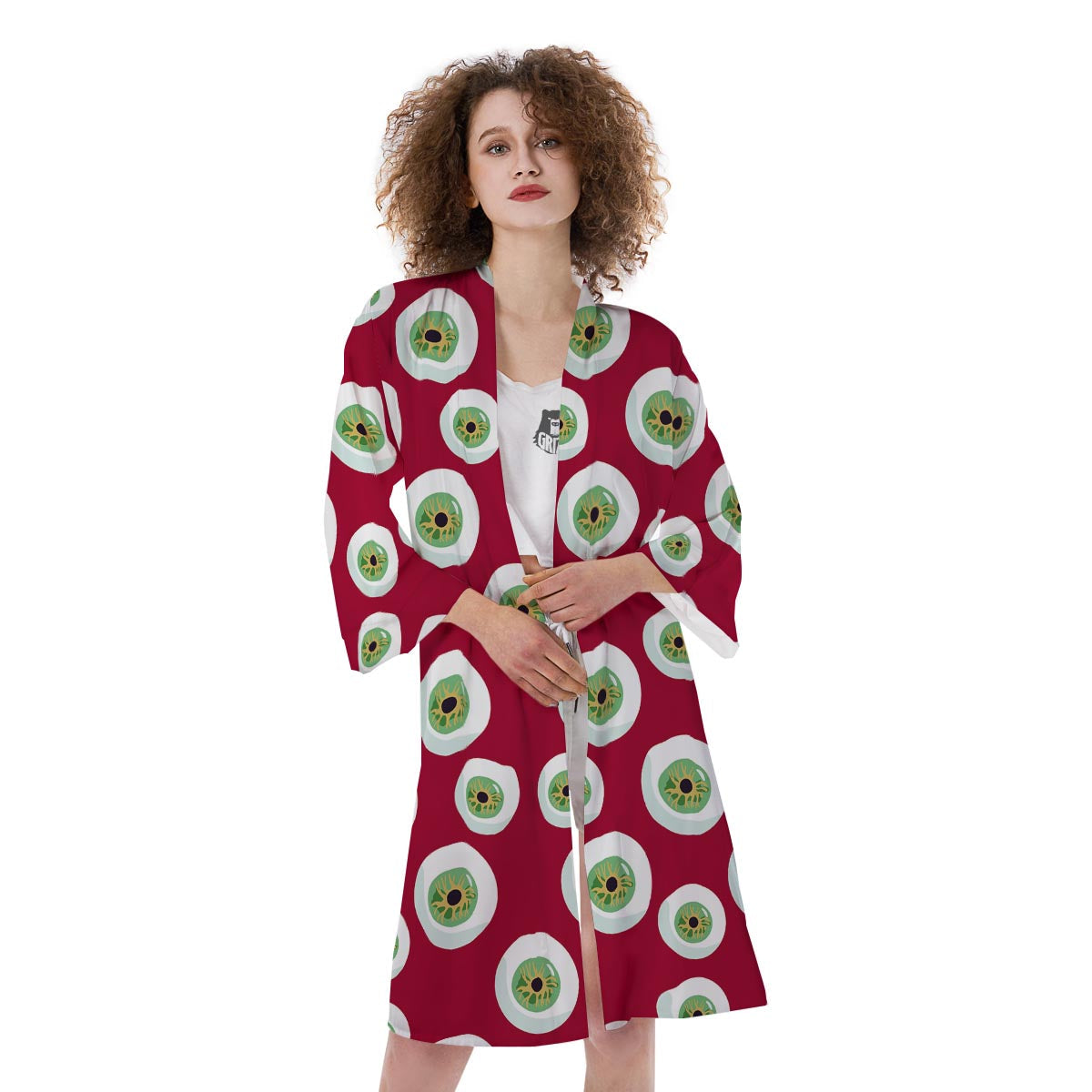 Eyeball Scary Red Print Pattern Kimono-grizzshop