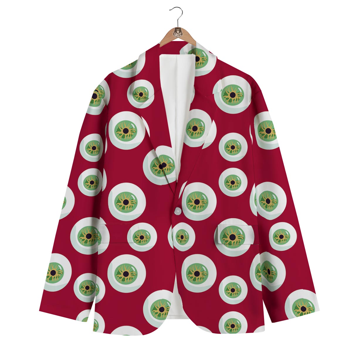 Eyeball Scary Red Print Pattern Men's Blazer-grizzshop