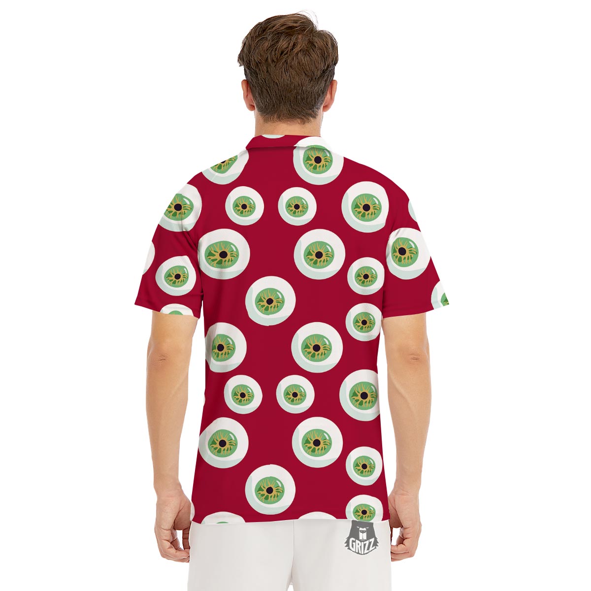 Eyeball Scary Red Print Pattern Men's Golf Shirts-grizzshop