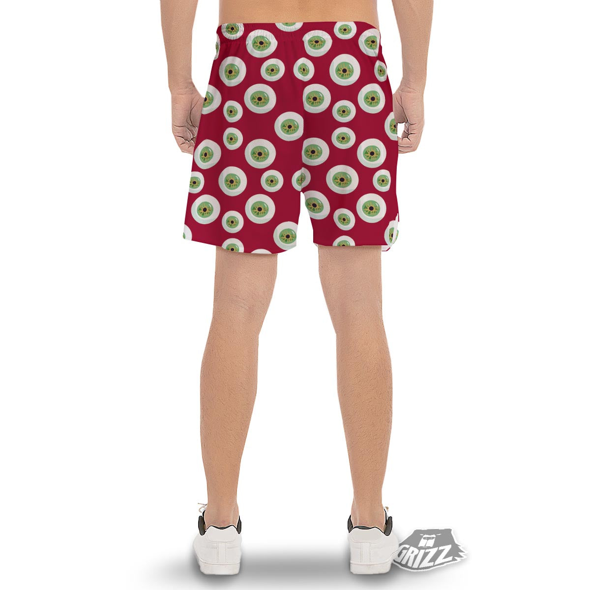 Eyeball Scary Red Print Pattern Men's Gym Shorts-grizzshop