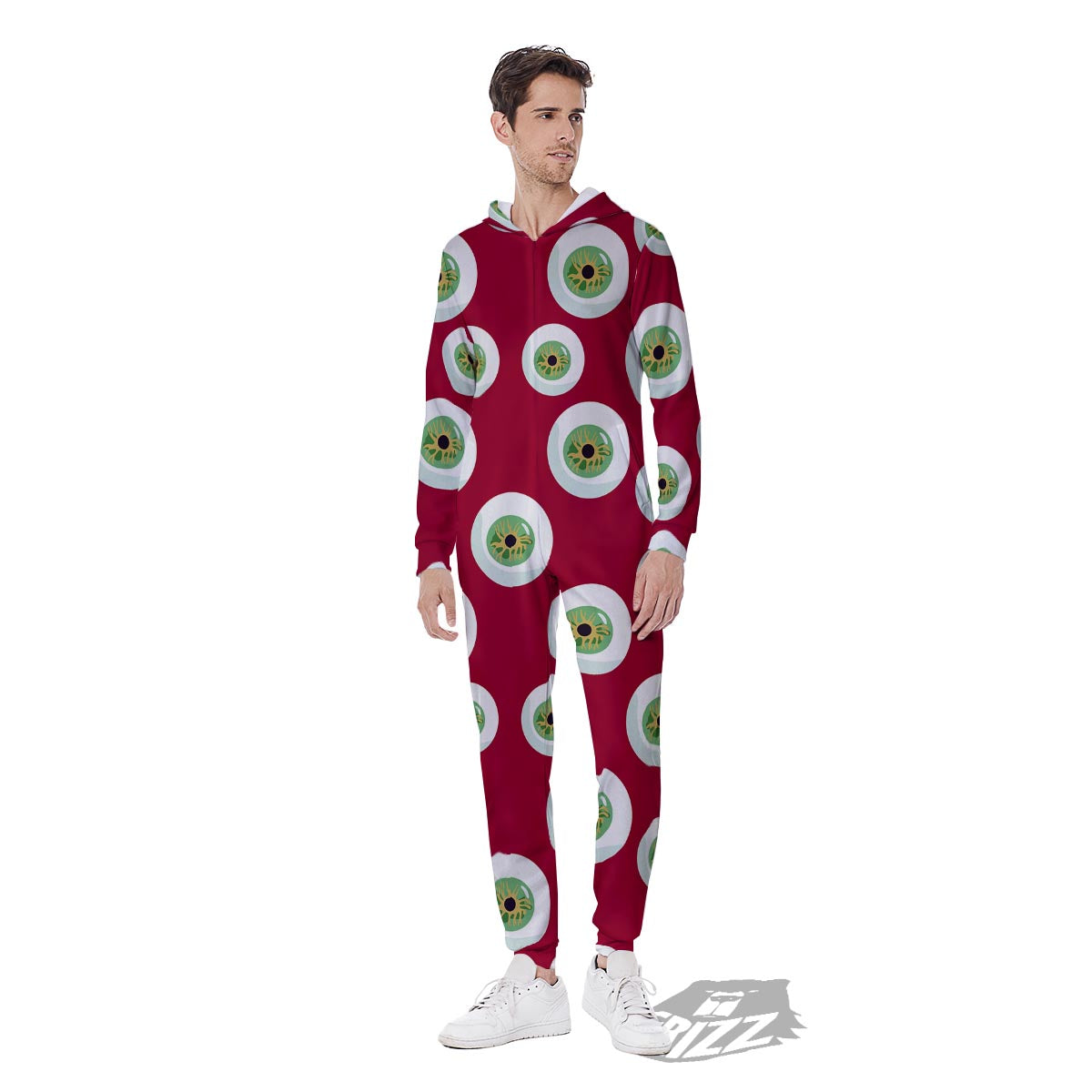 Eyeball Scary Red Print Pattern Men's Jumpsuit-grizzshop
