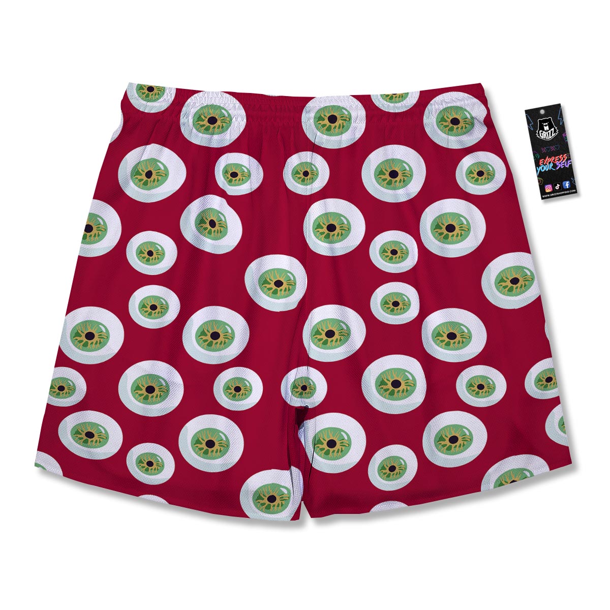 Eyeball Scary Red Print Pattern Men's Running Shorts-grizzshop