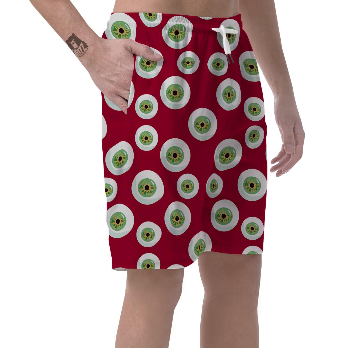Eyeball Scary Red Print Pattern Men's Shorts-grizzshop