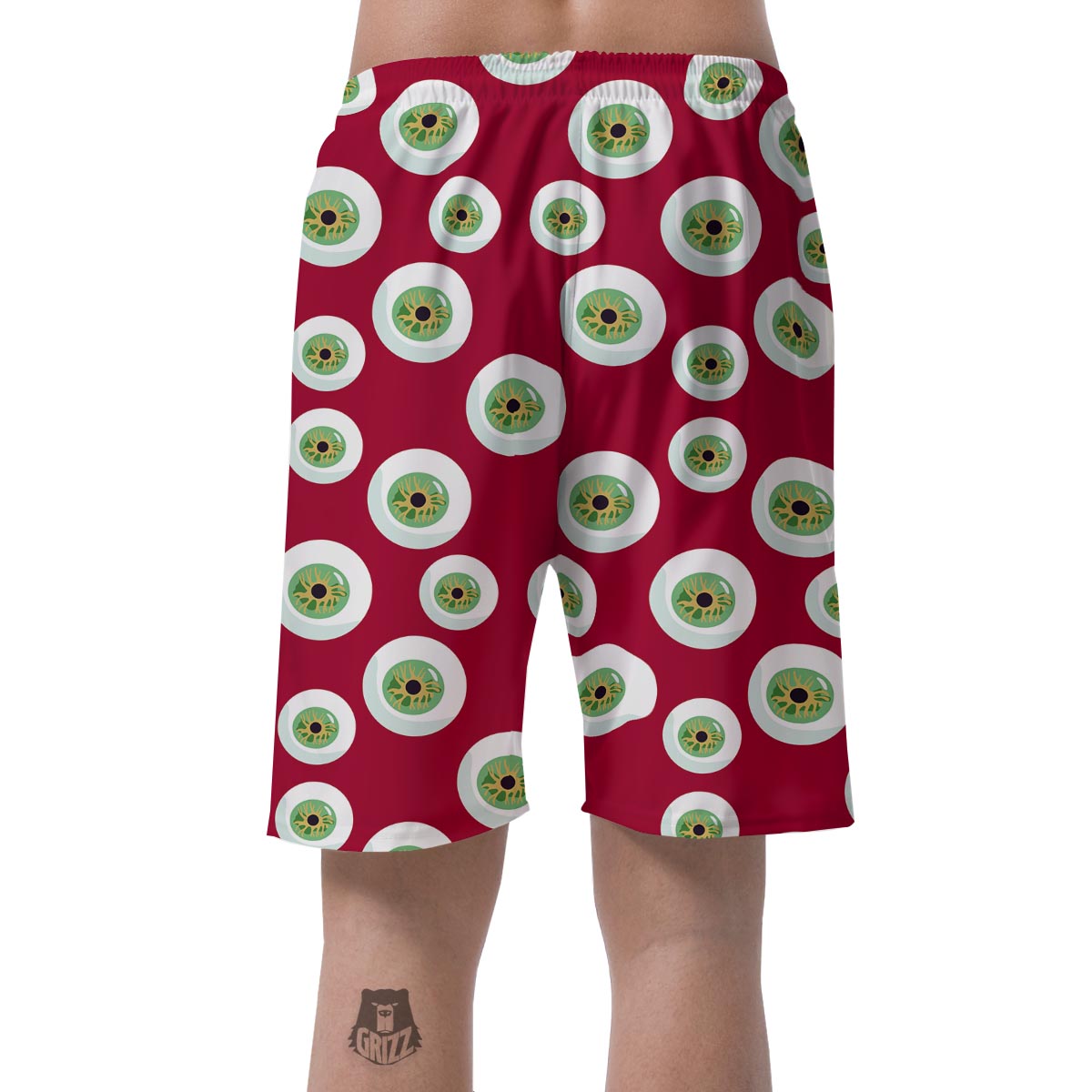 Eyeball Scary Red Print Pattern Men's Shorts-grizzshop