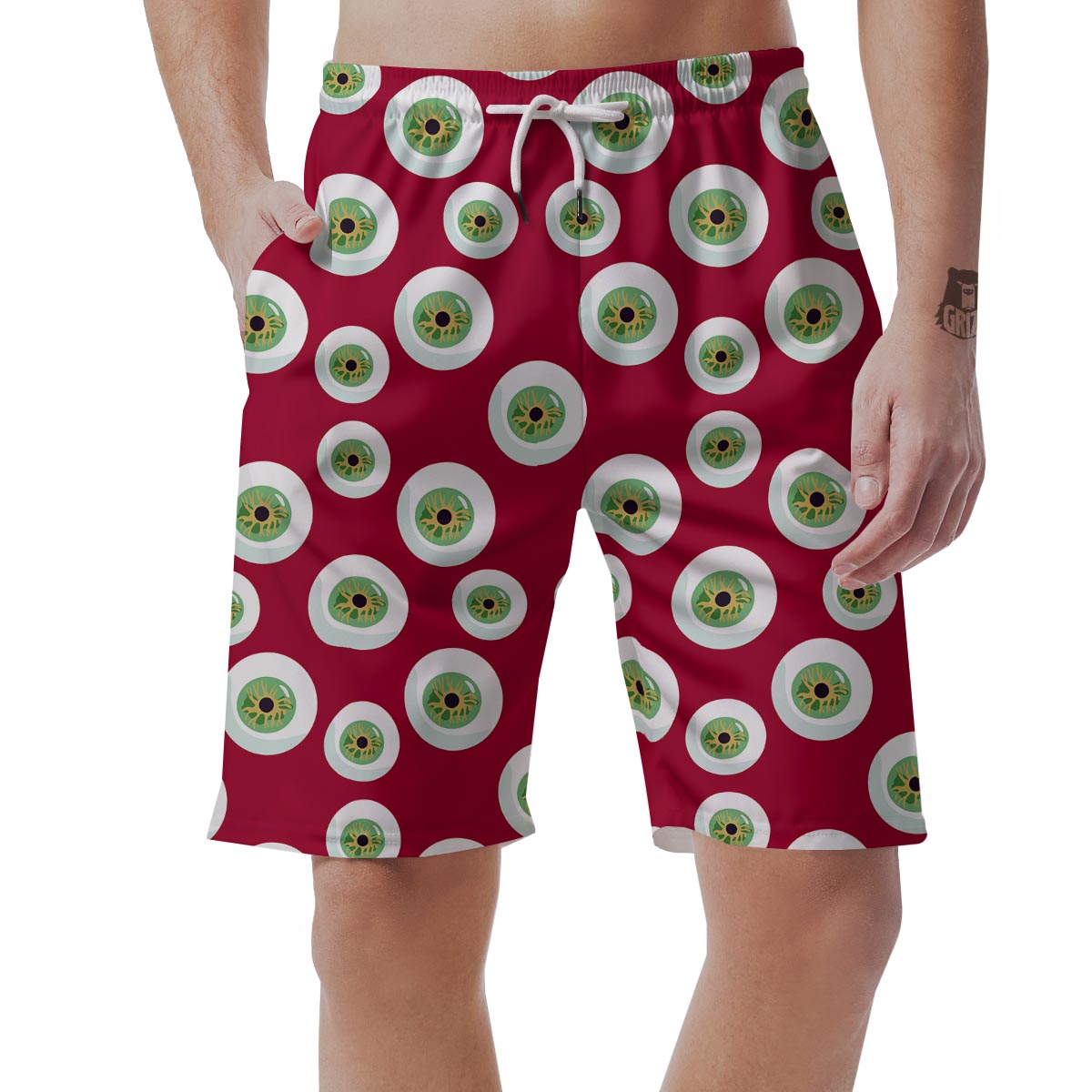 Eyeball Scary Red Print Pattern Men's Shorts-grizzshop
