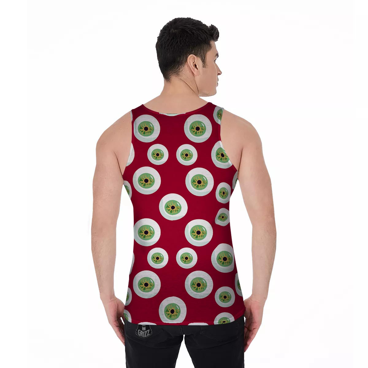 Eyeball Scary Red Print Pattern Men's Tank Top-grizzshop