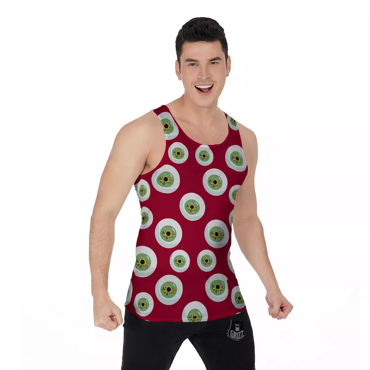 Eyeball Scary Red Print Pattern Men's Tank Top-grizzshop