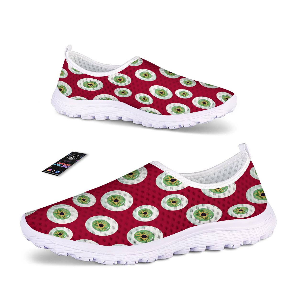 Eyeball Scary Red Print Pattern Nurse Shoes-grizzshop