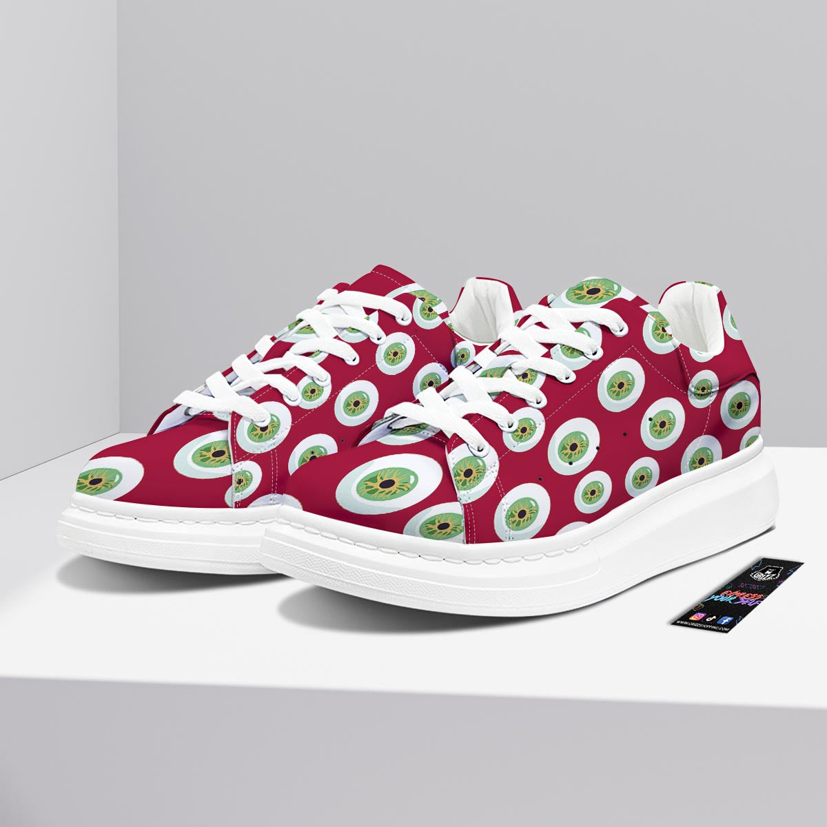Eyeball Scary Red Print Pattern Platform Shoes-grizzshop