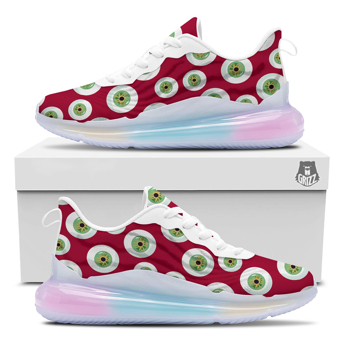 Eyeball Scary Red Print Pattern Running Sneakers-grizzshop
