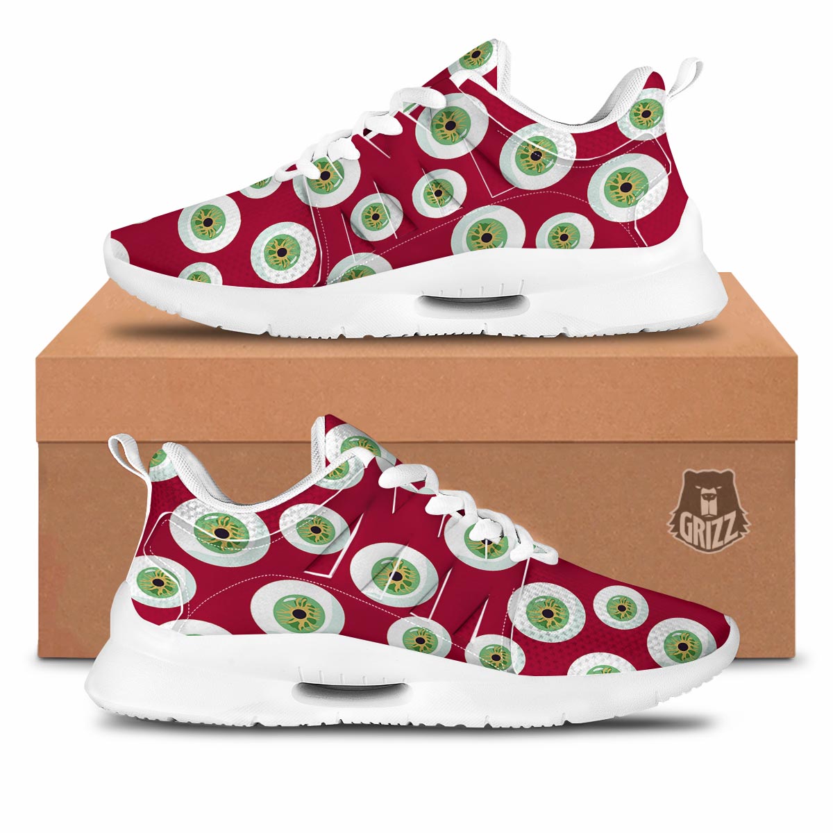 Eyeball Scary Red Print Pattern Tennis Shoes-grizzshop