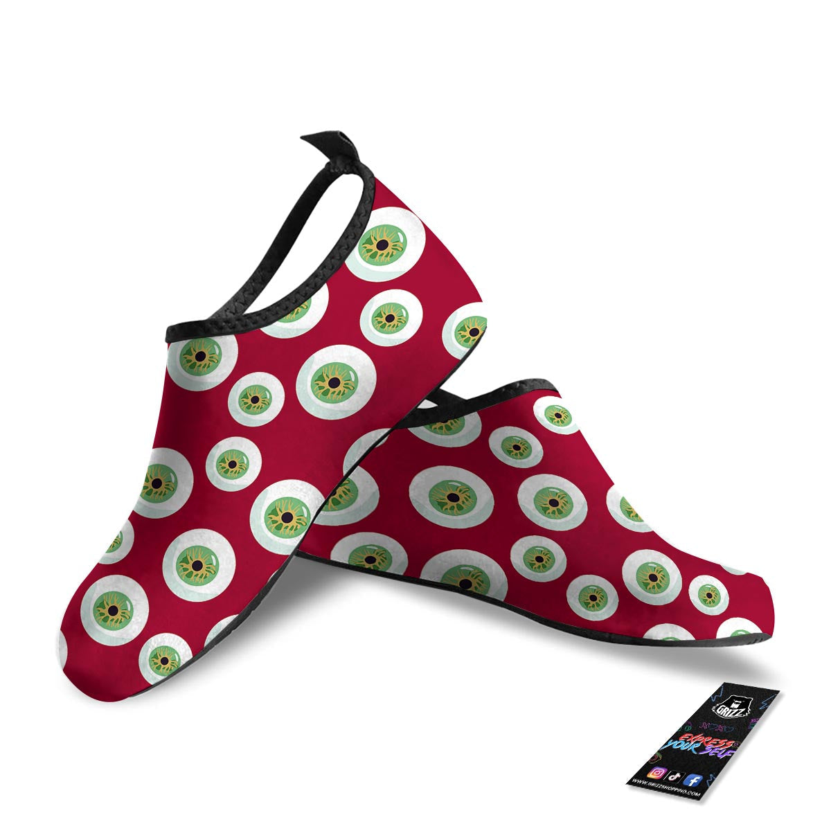 Eyeball Scary Red Print Pattern Water Shoes-grizzshop