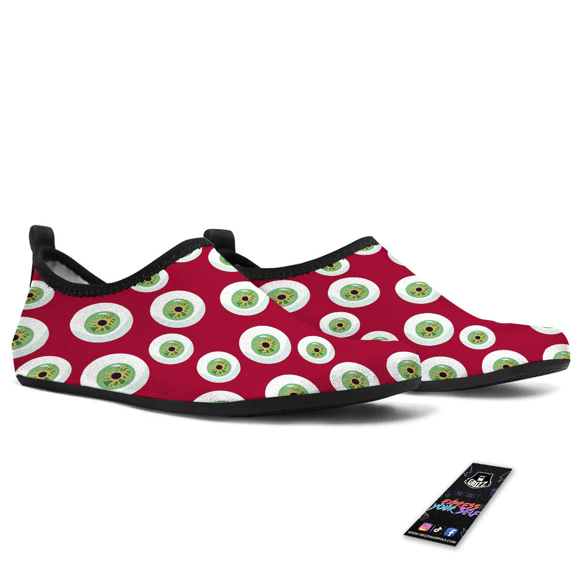 Eyeball Scary Red Print Pattern Water Shoes-grizzshop