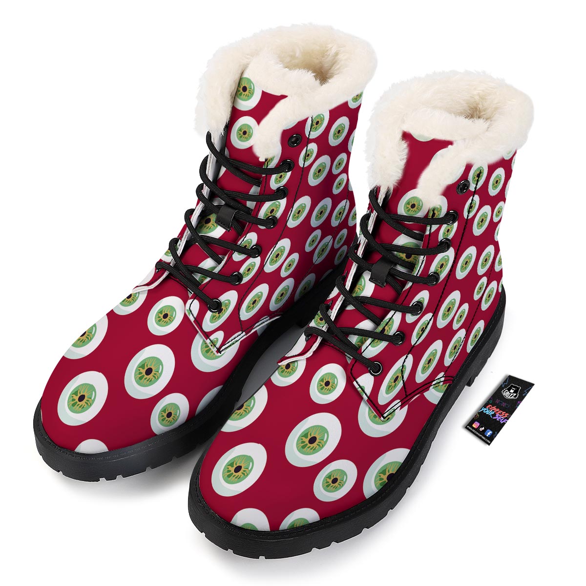 Eyeball Scary Red Print Pattern Winter Boots-grizzshop