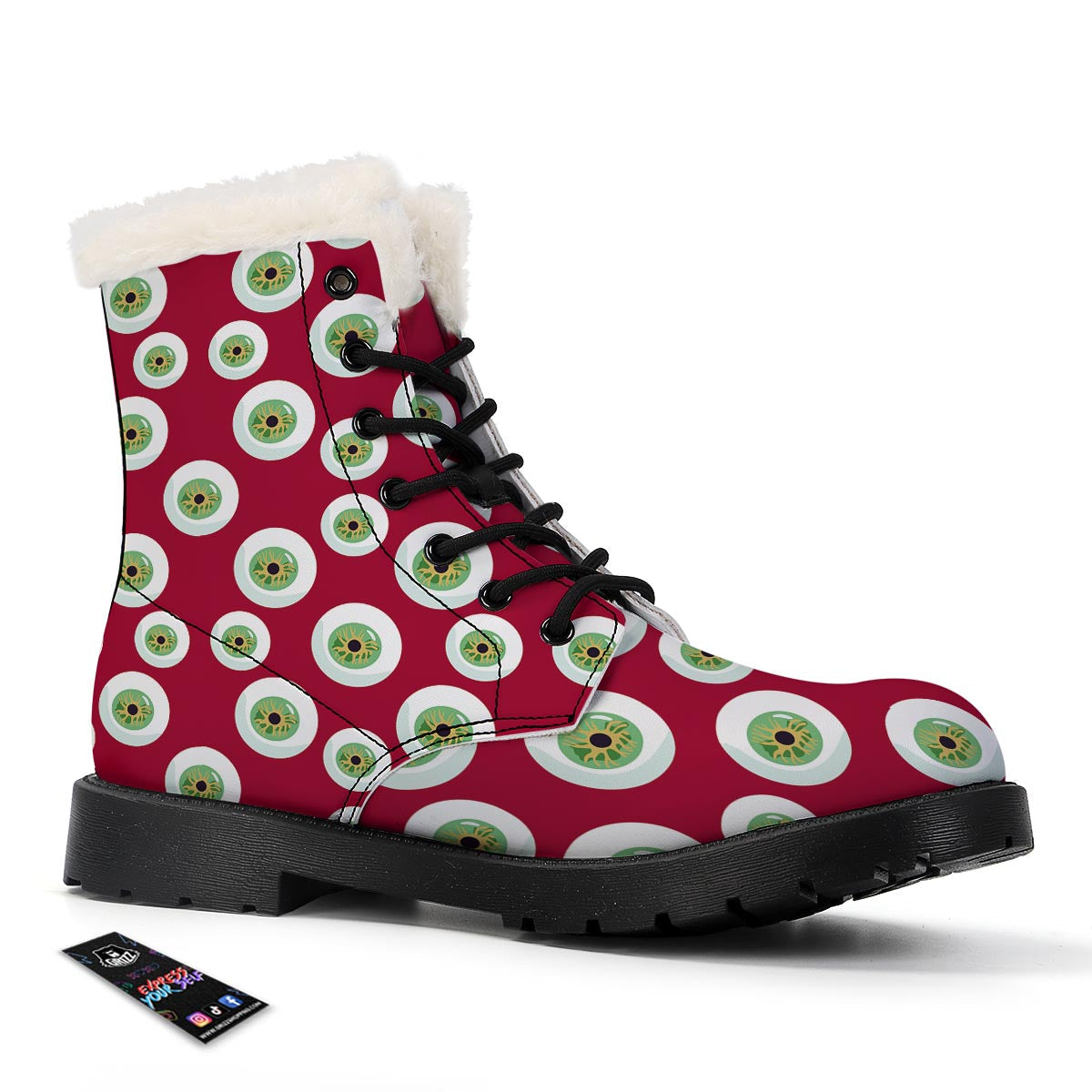 Eyeball Scary Red Print Pattern Winter Boots-grizzshop